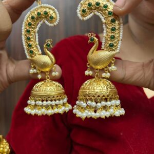 Mayur Earcuff Jhumka (Green)