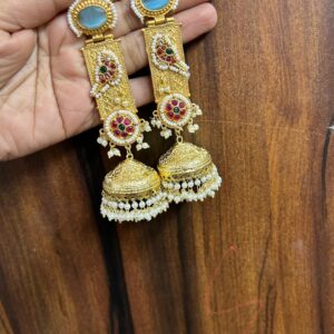 Firoja Bird jhumka (Teal Green)