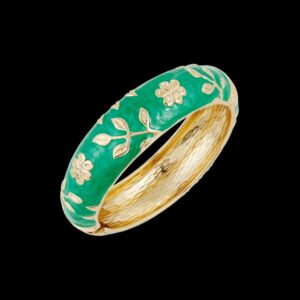Gold Plated Enemal Bangle Bracelet Adjustable (Mint Green)