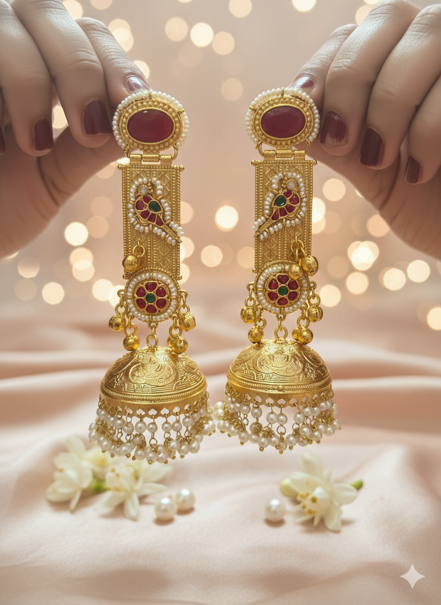 Bird Earring Jhumka ( Red color)