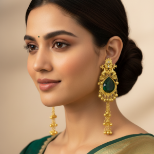 Vanya Deer Earring (Green & Golden)