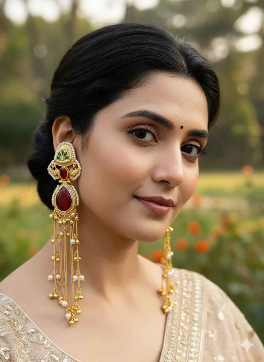 Kalyani Earrings Red color & Multicolor - Image 3