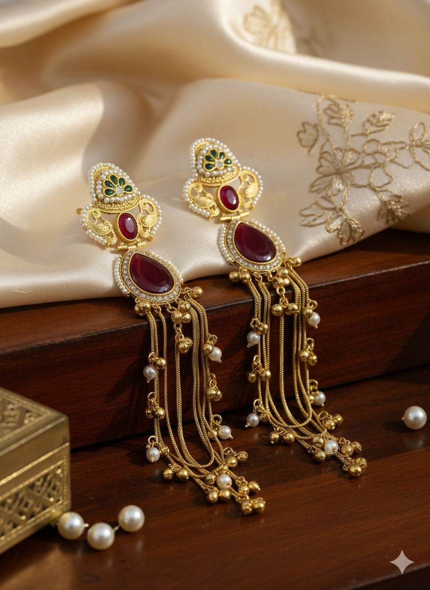 Kalyani Earrings Red color & Multicolor - Image 4