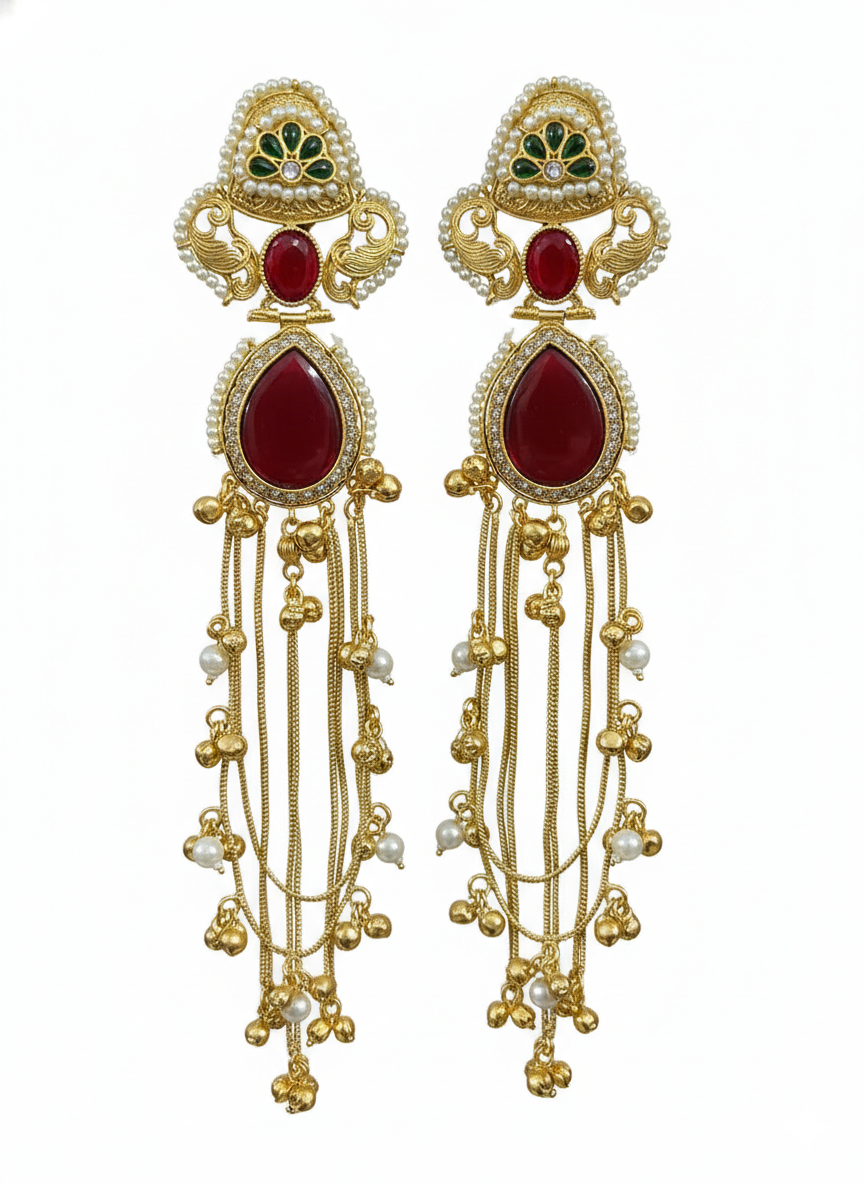 Kalyani Earrings Red color & Multicolor - Image 2