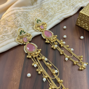 Kalyani Earrings (Peach , Pink, Golden)