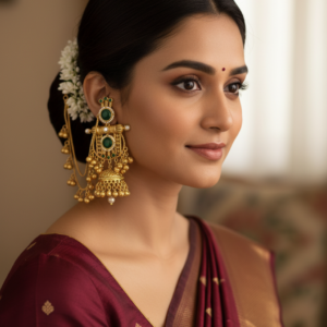 Vaishnavi kaanchain jhumka (Green / Golden)