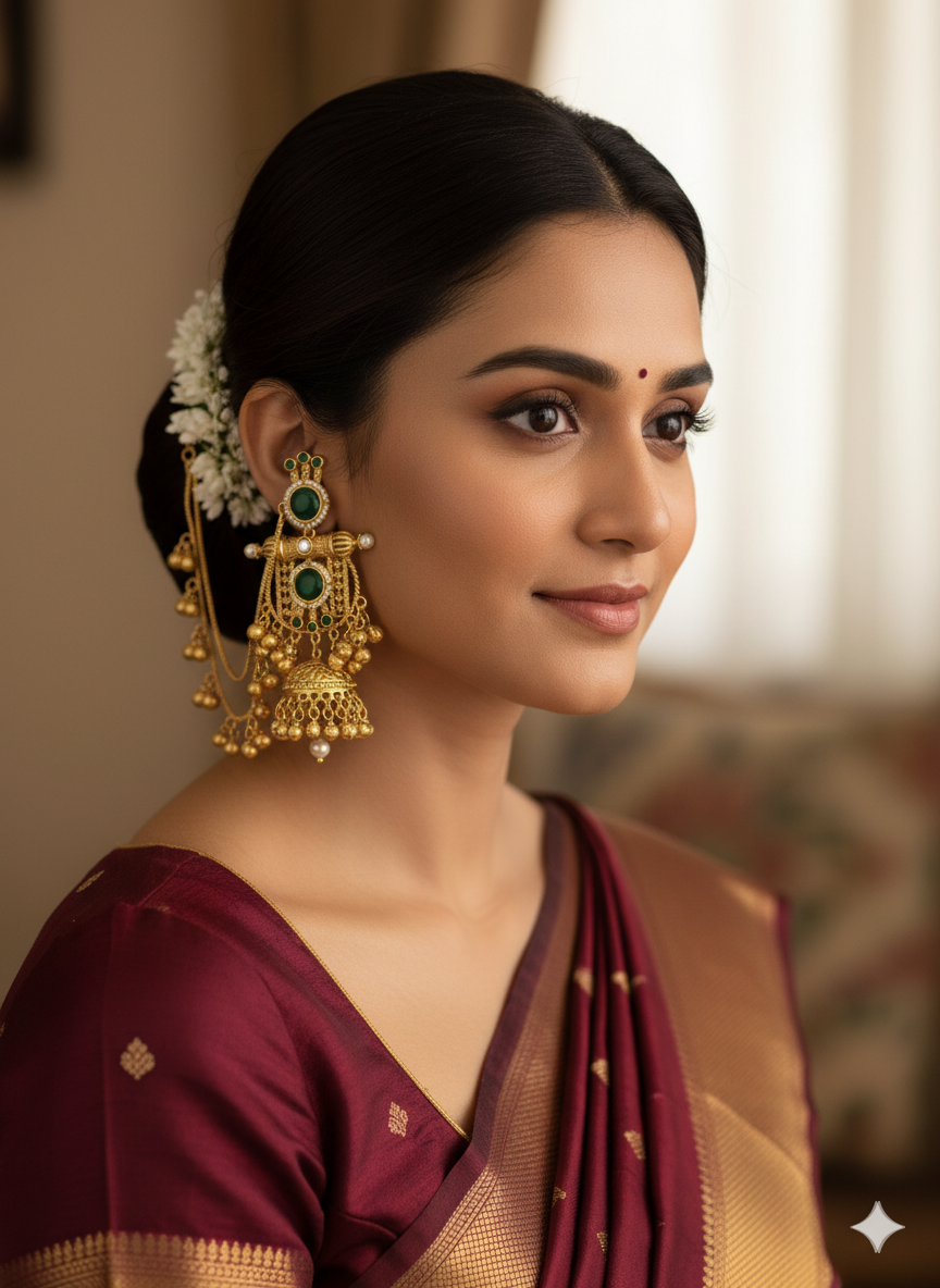 Vaishnavi kaanchain jhumka (Green / Golden)