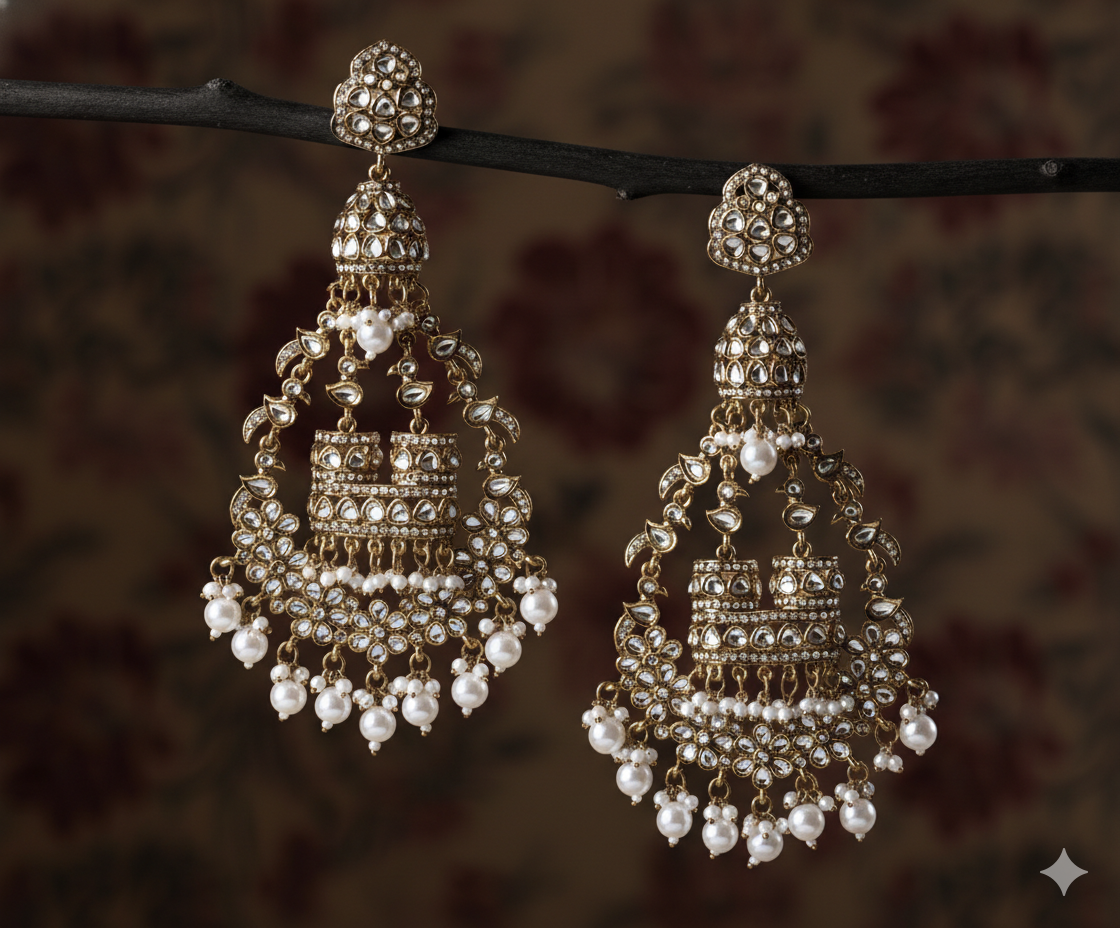 Diva chandbali (ivory/golden/creme) - Image 3