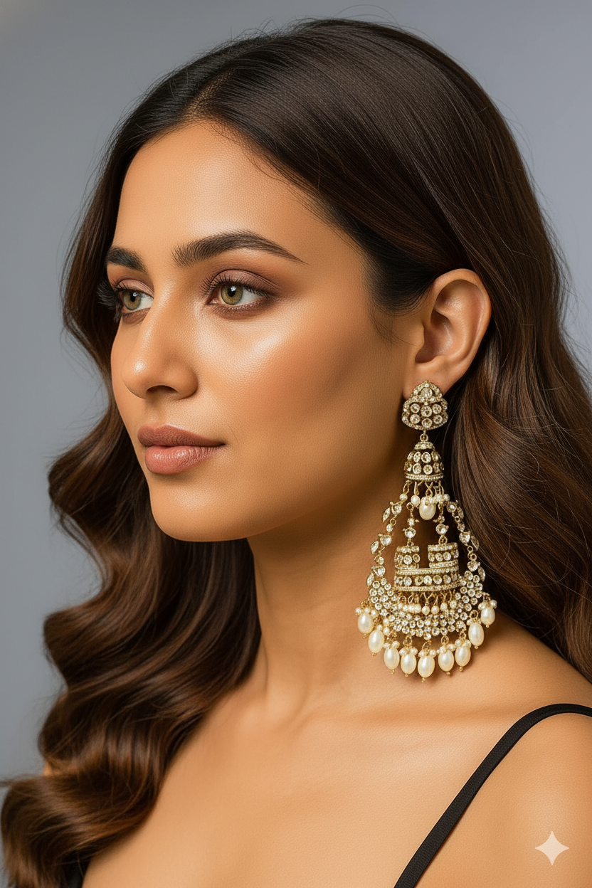 Diva chandbali (ivory/golden/creme)