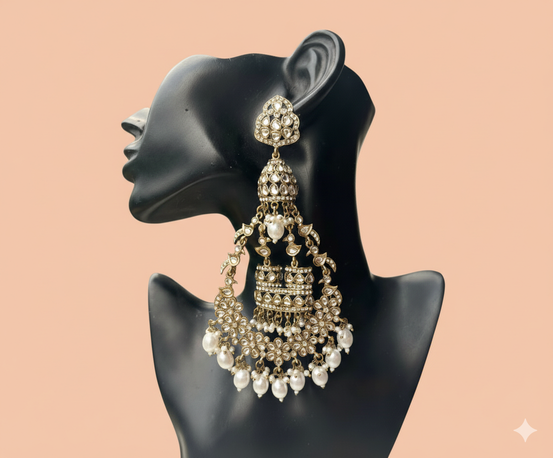 Diva chandbali (ivory/golden/creme) - Image 2