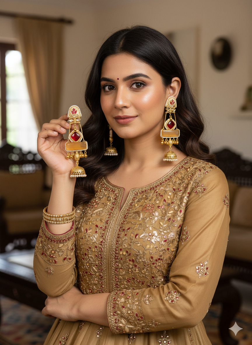 Kashish Earrings (Yellow/ Red / Multi / Long)