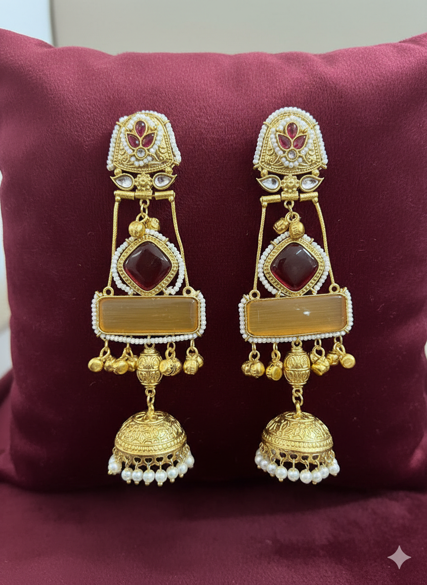 Kashish Earrings (Yellow/ Red / Multi / Long) - Image 4