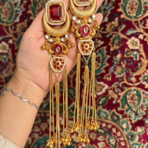 Radhika Jhumka ( Red / Golden / Long )