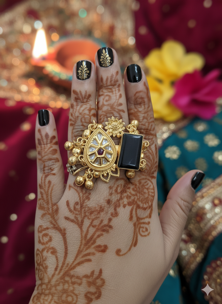 Maira Brass Ring ( Black colors , Brass)