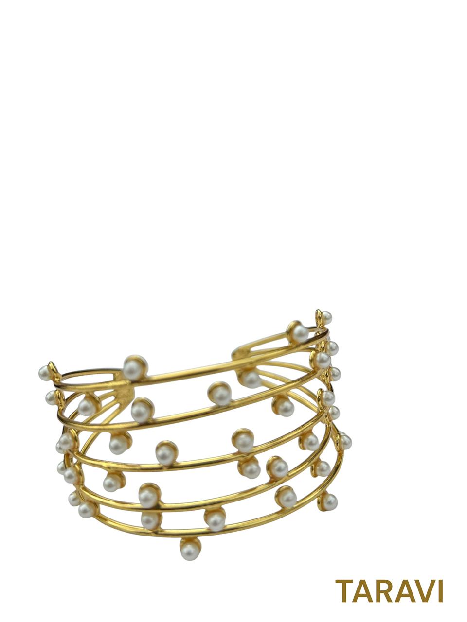 Pearl Bracelete ( Handcuff/ Bracelet / pearl / golden - Image 2