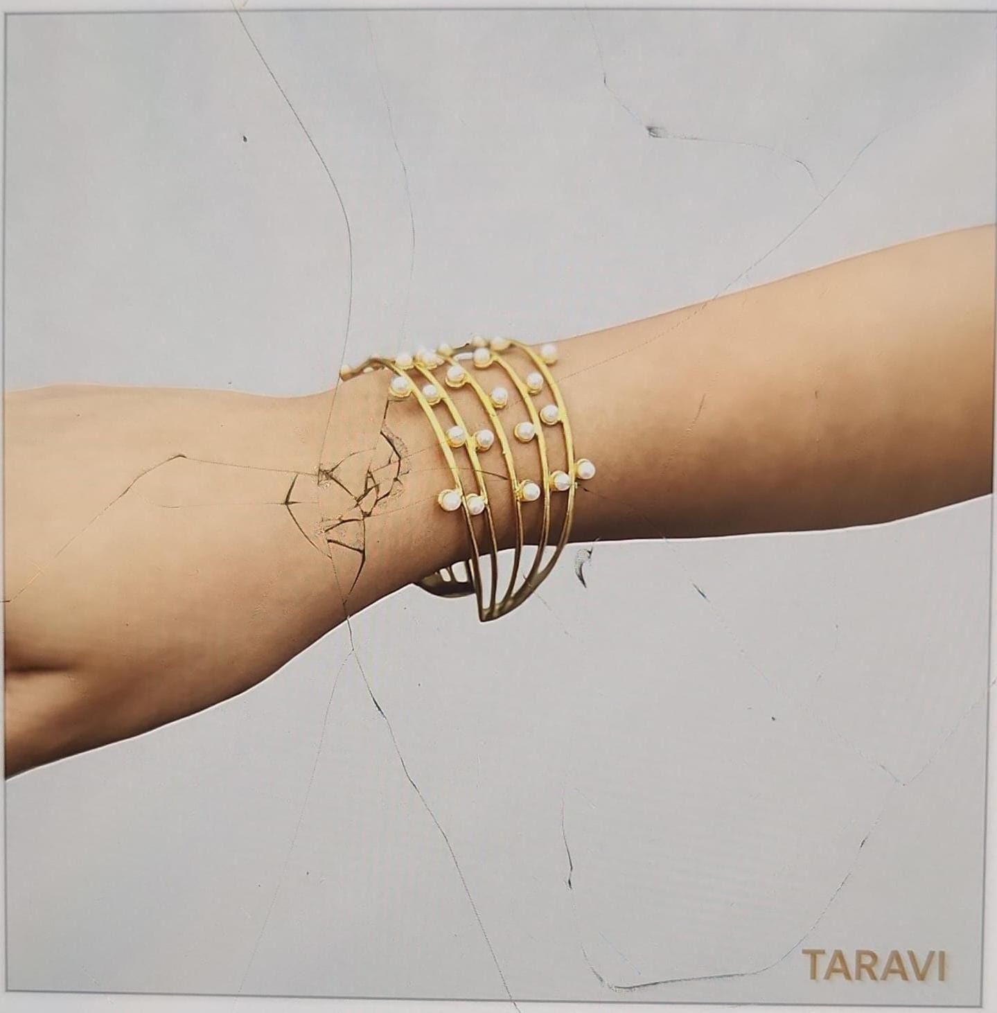 Pearl Bracelete ( Handcuff/ Bracelet / pearl / golden - Image 3