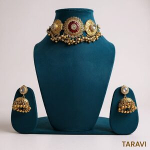 Noor e choker (Choker / Necklace / golden / kashmiri /red / Brass)