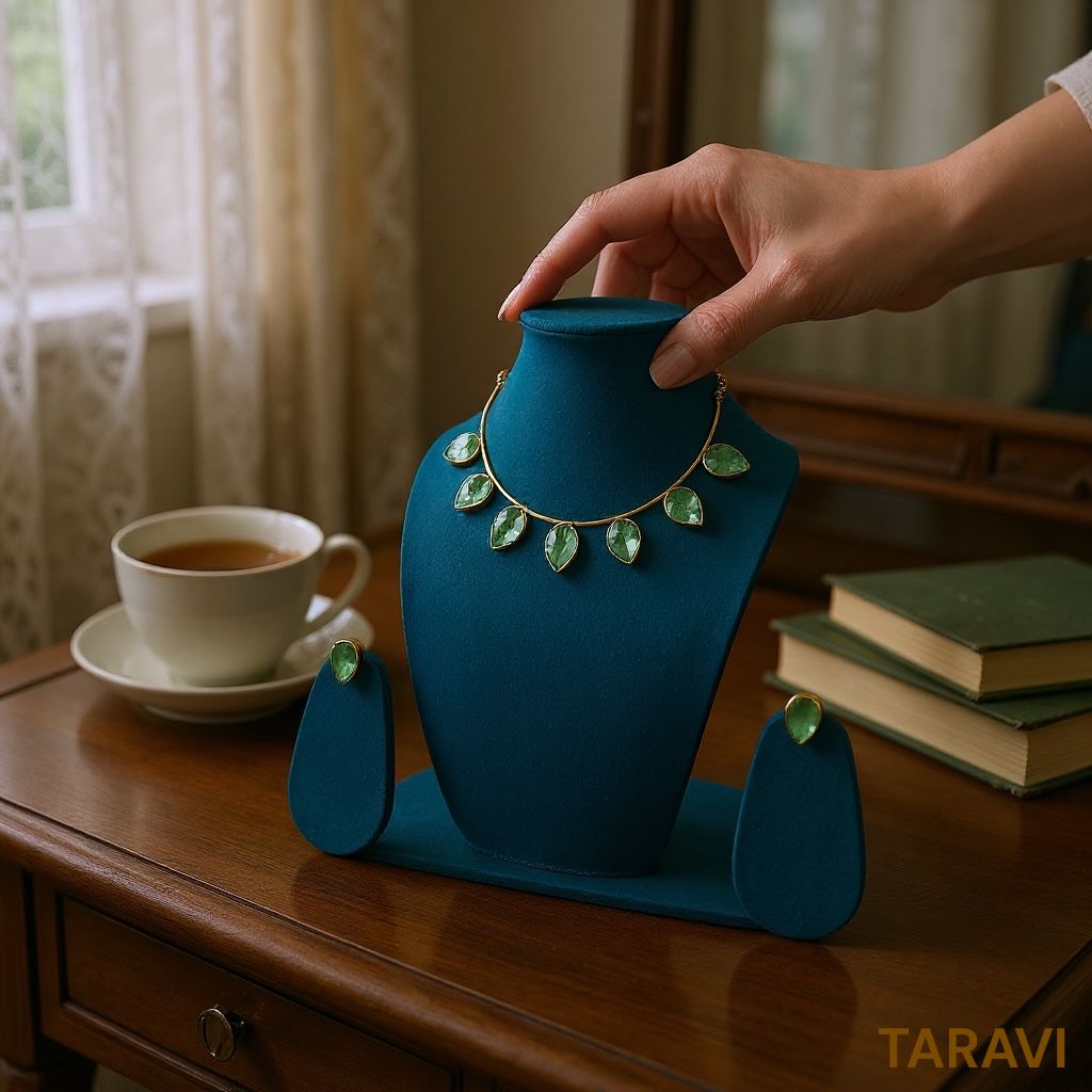 Mother of Pearl Hasli necklace (Green / Hasli /necklace) - Image 2