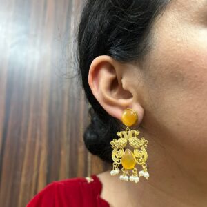 Rashika earrings( yellow / Golden  / Short / Brass )