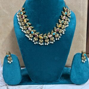 Aishwarya Antique Multicolor Necklace set ( Multicolor / Necklace )