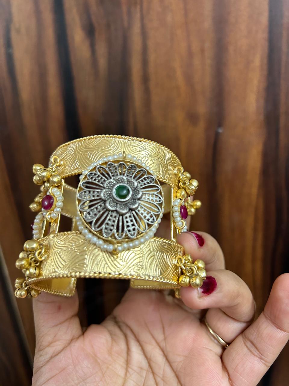 Aastha Brass Handcuff (bracelet / fusion/ handcuff / red / multi )