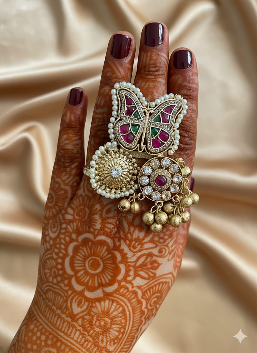 Titli brass Ring / Butterfly ring ( Multicolor/ ) - Image 4