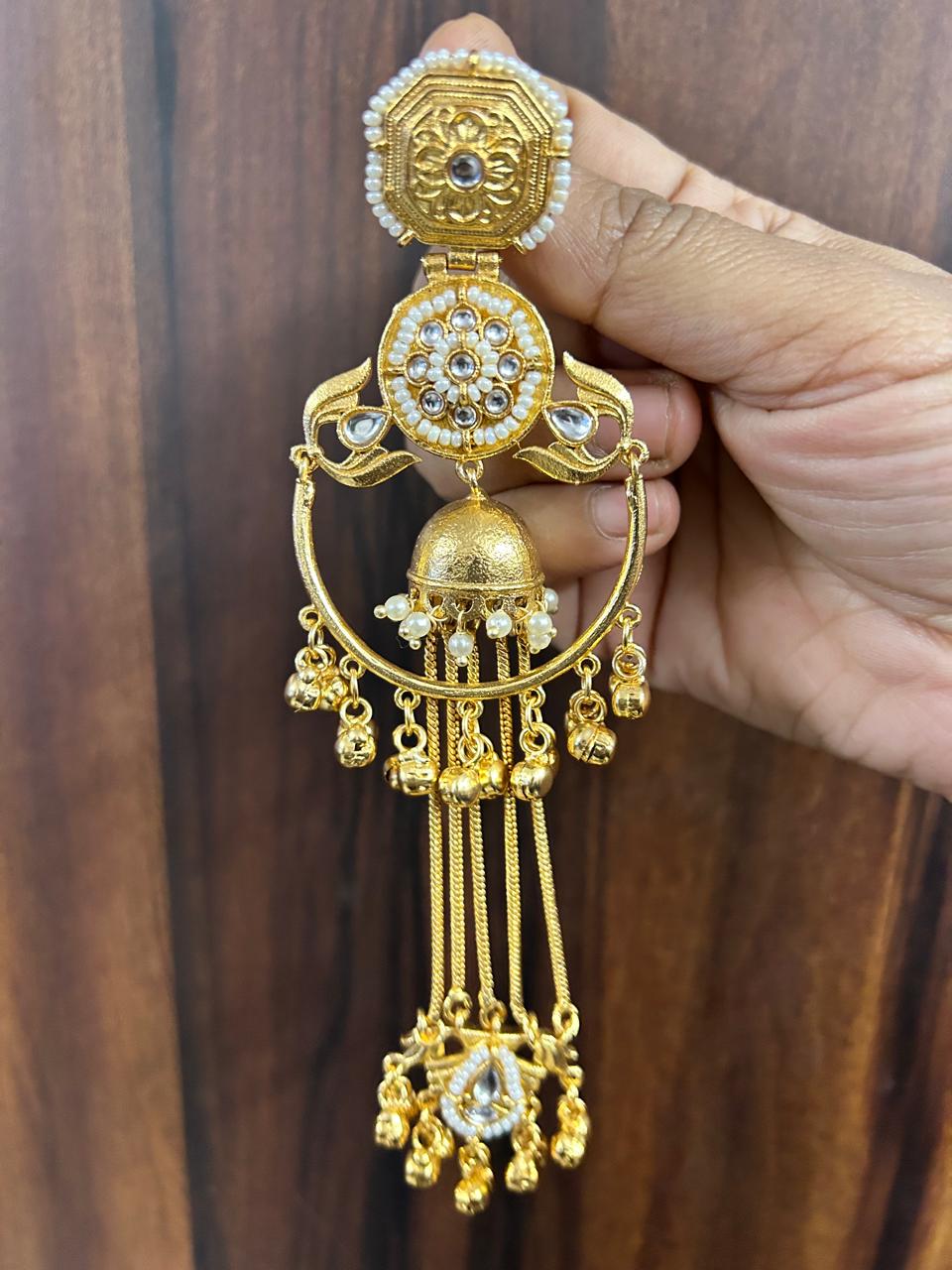 Naira Jhumka ( Golden / White / Cream / Offwhite / ivory)