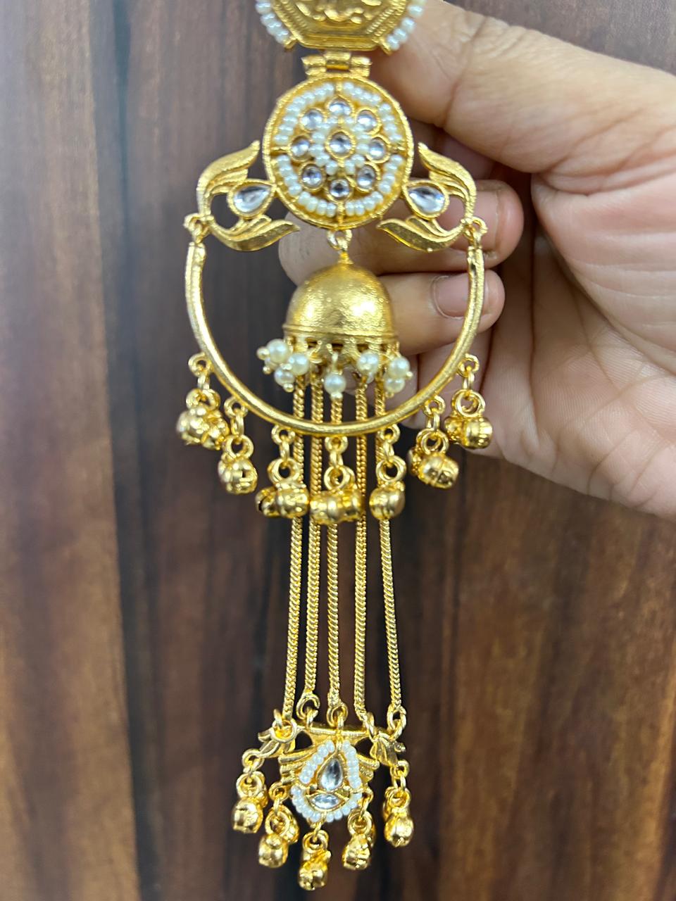 Naira Jhumka ( Golden / White / Cream / Offwhite / ivory) - Image 4