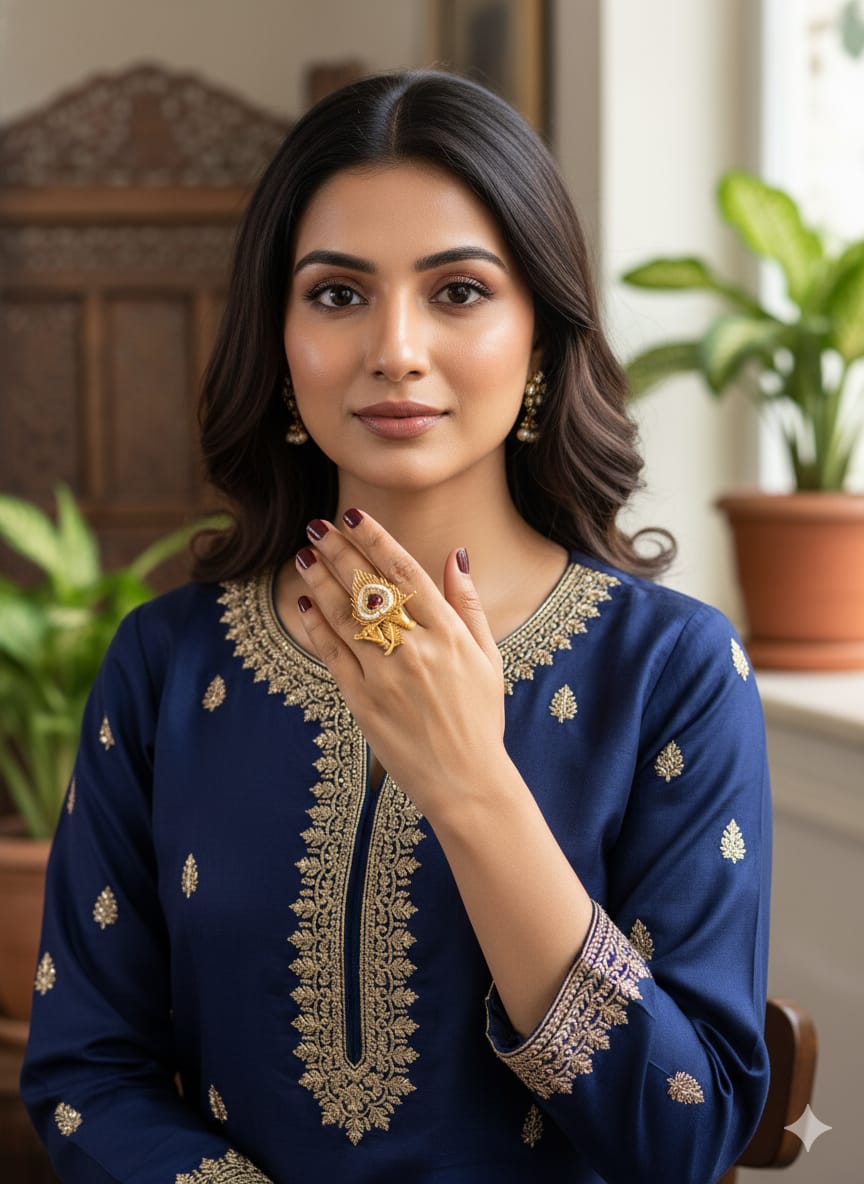 Mor Pankh Ring ( Red / Antique) - Image 2