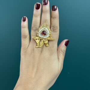 Mor Pankh Ring ( Red / Antique)