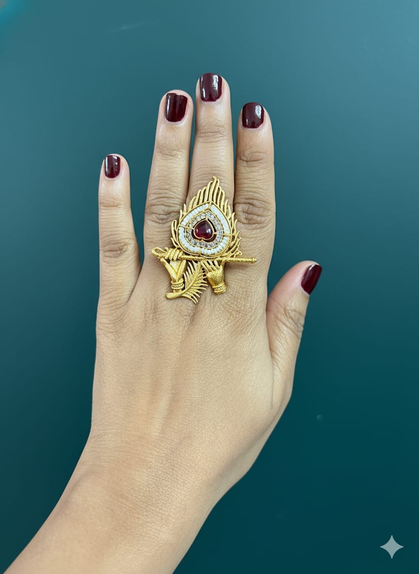 Mor Pankh Ring ( Red / Antique)