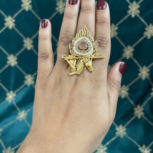 Mor Pankh Ring ( peach/pink / Antique)