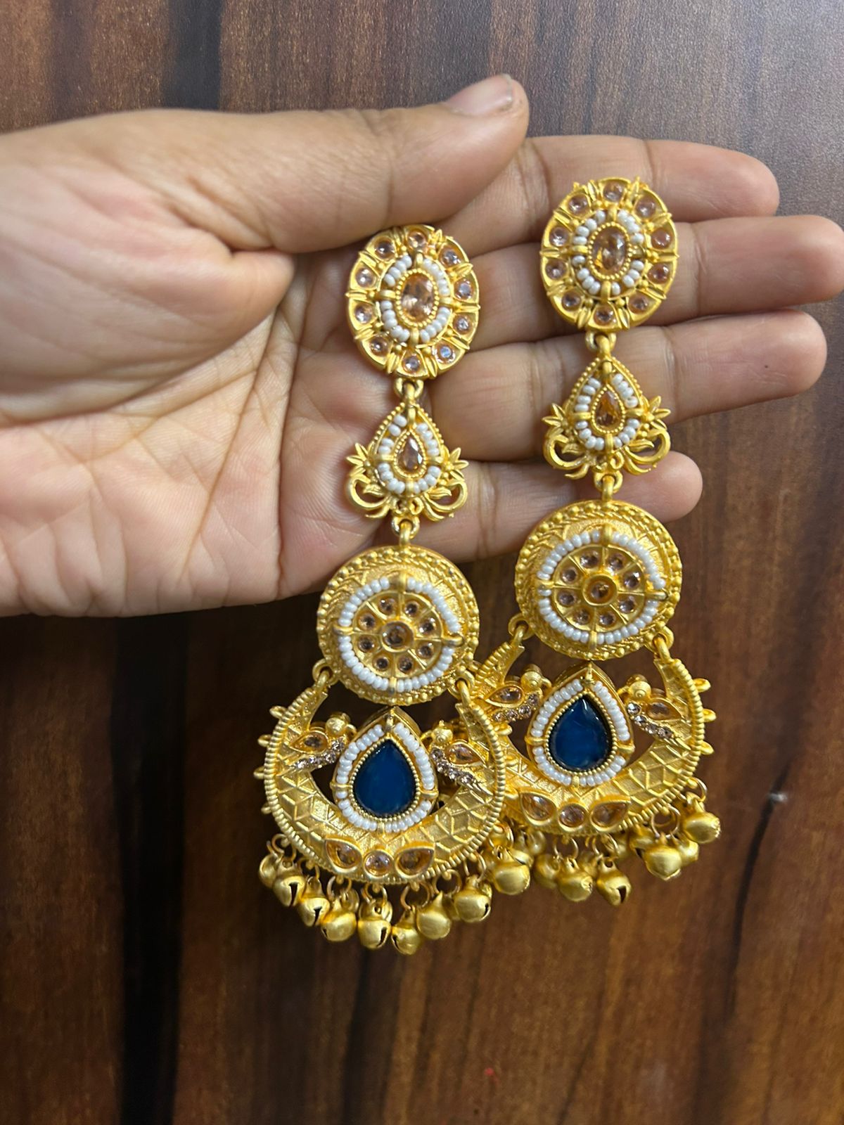 Chandni Jhumka ( Blue / Golden/ ) - Image 2