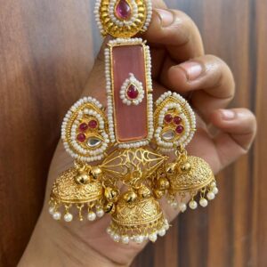 Stuti Earrings ( Peach / Pink / Golden / Long / Traditional / ethnic )