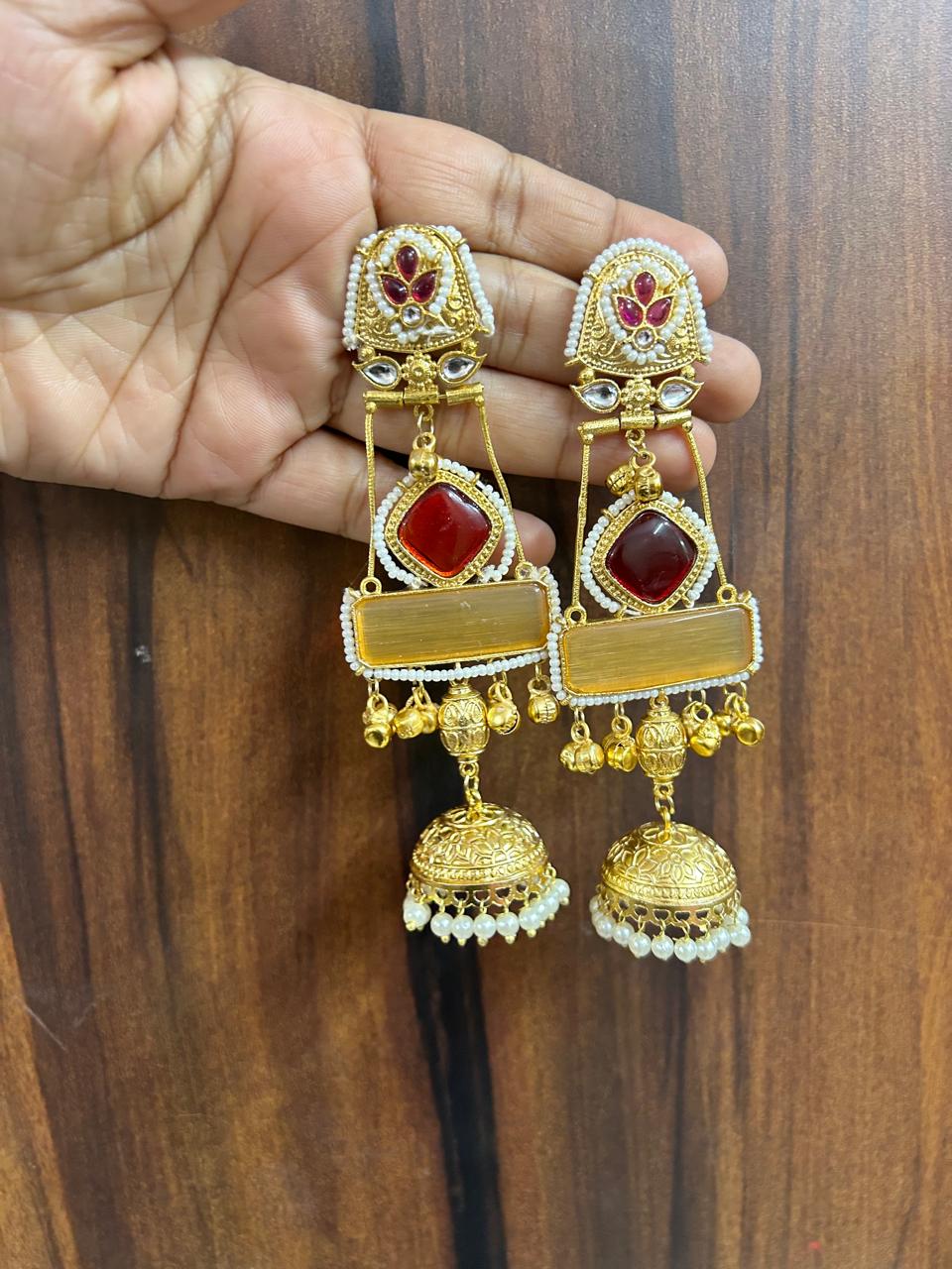 Kashish Earrings (Yellow/ Red / Multi / Long) - Image 3