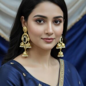 Amisha Jhumka (Black / Golden / brass/  )