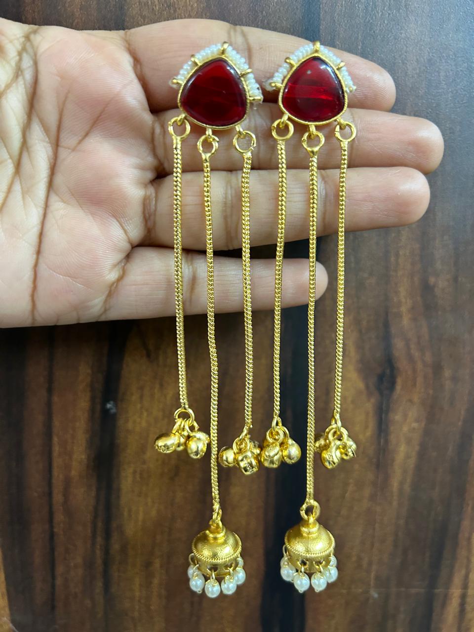 Savi Earrings (red / Golden ) - Image 2