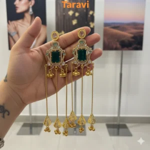 Devika Earrings ( Green / Golden )