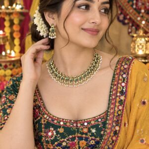 Aishwarya Antique Green Color Necklace set (Green  / Necklace )
