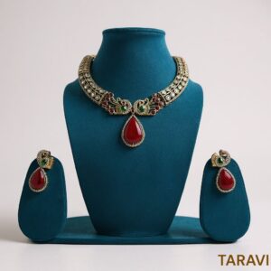 Victorian Peacock Necklace (Red)