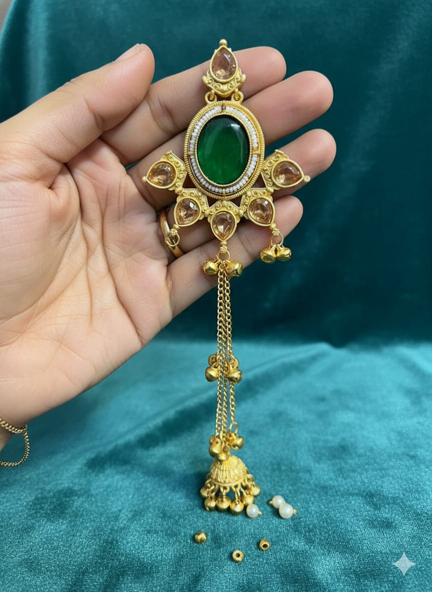 Tara earring (green/ethnic/golden) - Image 2