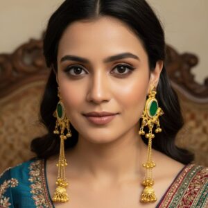 Tara earring (green/ethnic/golden)