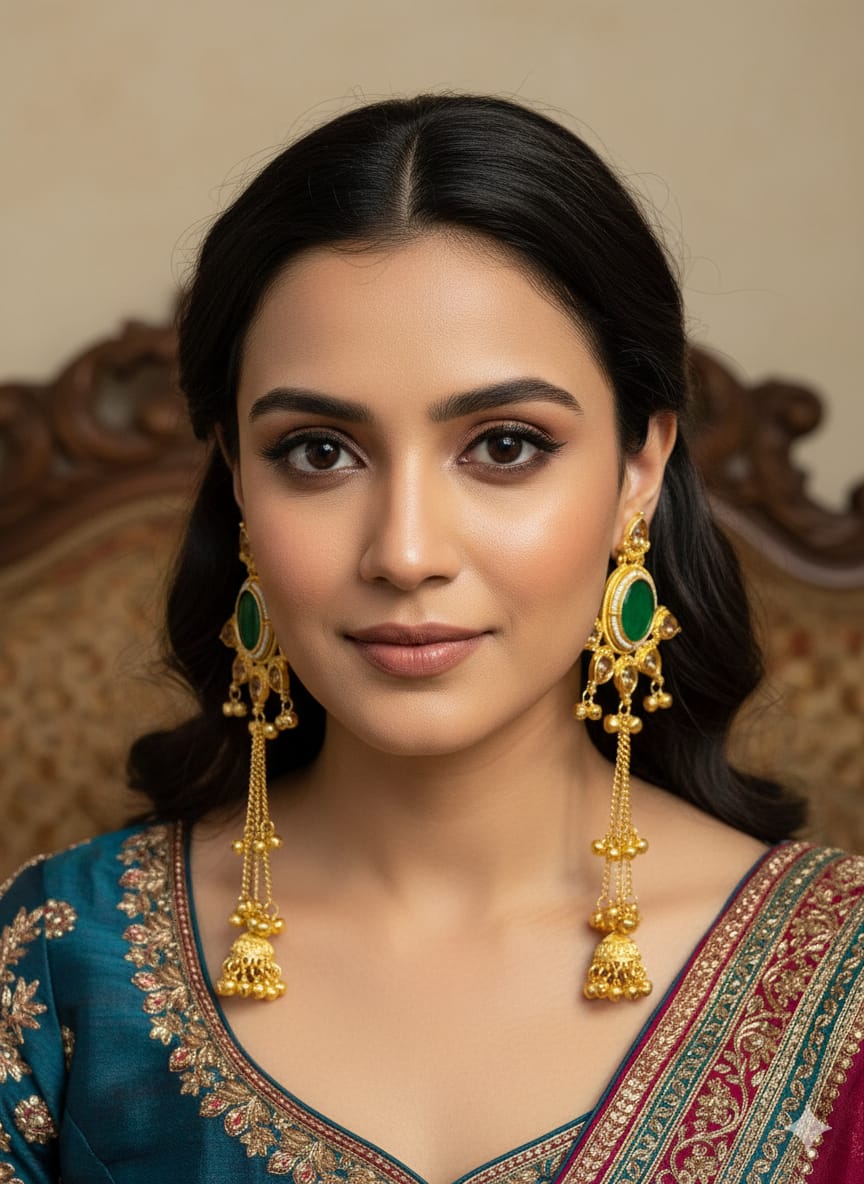 Tara earring (green/ethnic/golden)