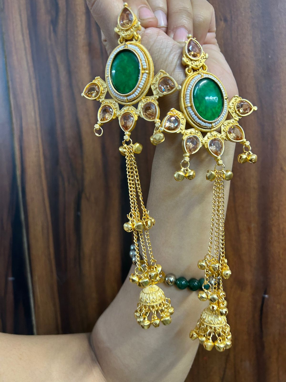Tara earring (green/ethnic/golden) - Image 3