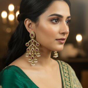 Zeva Earrings (Purple & Golden Color)