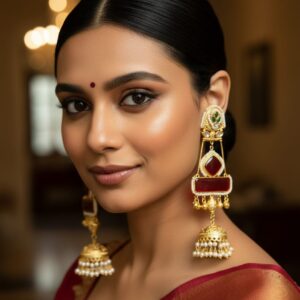 Kashish jhumka (Red/Golden)