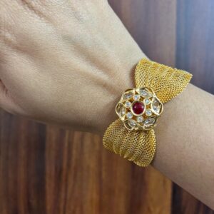 Sona Kundan Bracelet (Red/Golden)