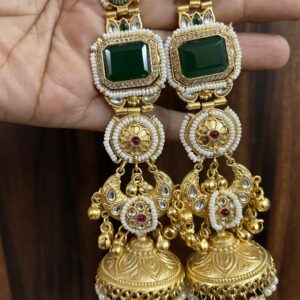 Apsara Green Jhumka(green / Chand / golden)