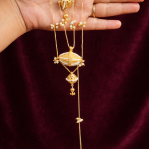 Nimrat Long Earrings(white pearl/ Golden/pearl )