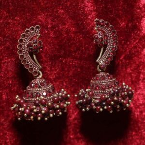 Nina Jhumka (White / cream / golden / red / maroon)